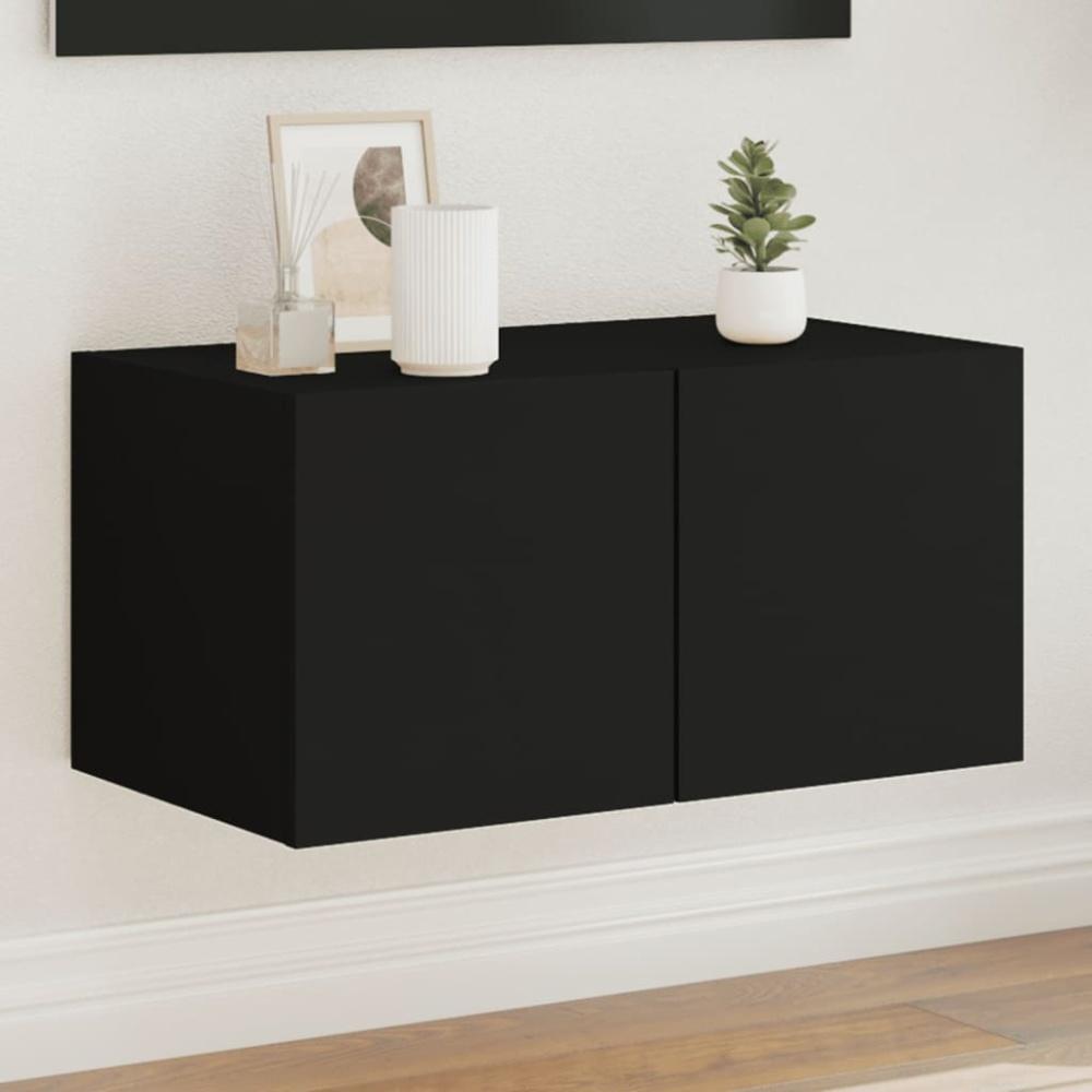 vidaXL TV-Wandschrank mit LED-Leuchten Schwarz 60x35x31 cm 837269 Bild 1