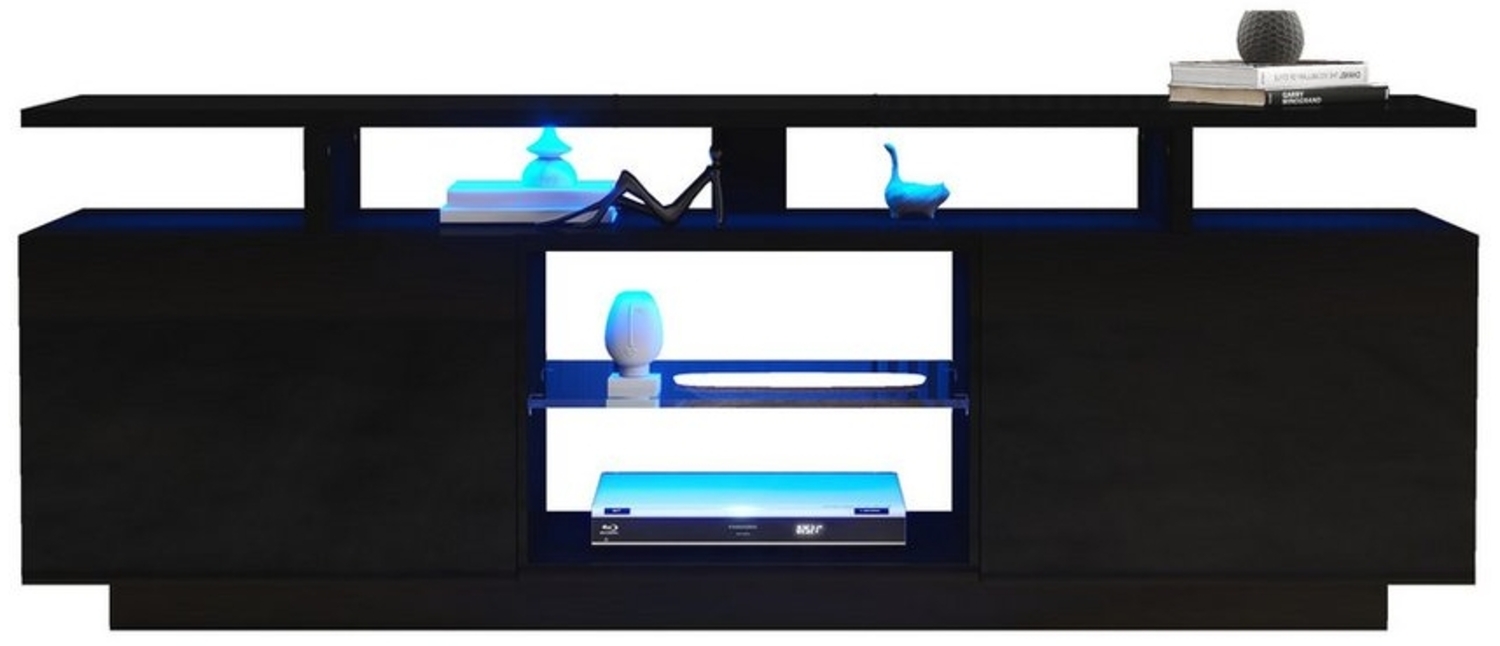 REDOM Lowboard TV-Schrank hochglanz (Fernsehtisch, 1 St), mit Hochglanzfront, 16-Farben-Lichtern Bild 1