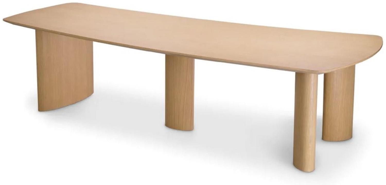 Casa Padrino Luxus Esstisch Naturfarben 300 x 120 x H. 76,5 cm - Massivholz Küchentisch mit leicht gebogener Tischplatte - Esszimmer Möbel - Küchen Möbel - Luxus Möbel - Luxus Einrichtung Bild 1
