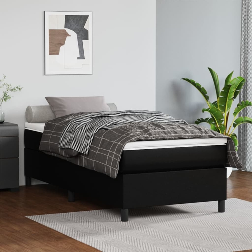 vidaXL Boxspringbett mit Matratze Schwarz 100x200 cm Kunstleder 3144590 Bild 1