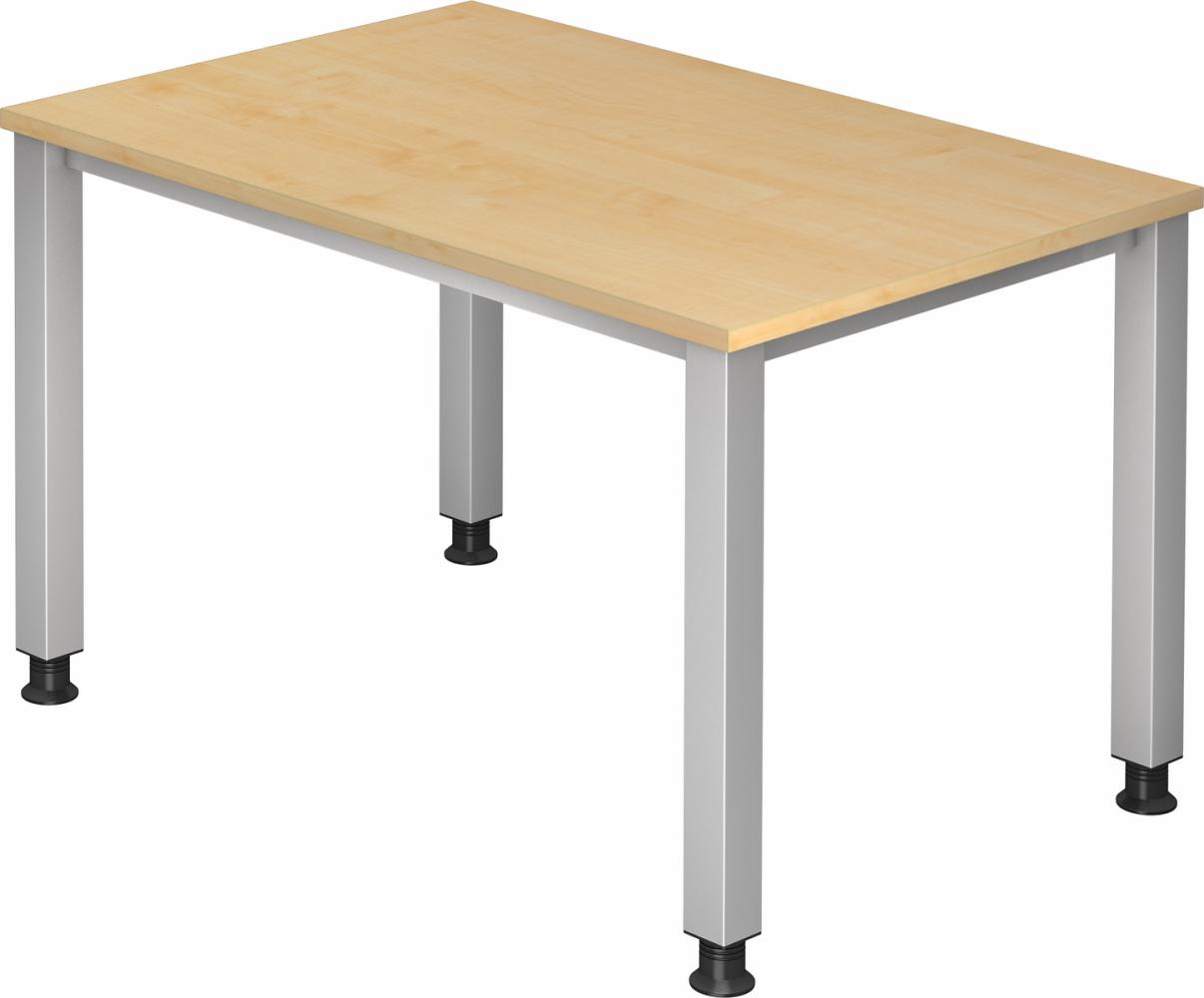 bümö manuell höhenverstellbarer Schreibtisch 120x80 cm in Ahorn - PC Tisch höhenverstellbar & klein, höhenverstellbarer Tisch Büro, kleiner Computertisch verstellbar, Q-Serie, QS-12-3 Bild 1