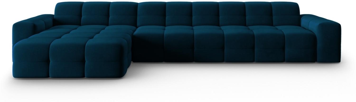 Micadoni 5-Sitzer Samtstoff Ecke links Sofa Kendal | Bezug Navy Blue | Beinfarbe Black Beech Wood Bild 1