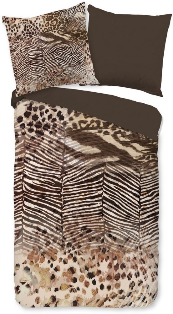 PURE luxury collection Wendebettwäsche Skins, Microfaser, 2 teilig, Mikrofaser, 135x200, 2 Teilig, Pflegeleicht, Wendeoptik, Leopard Braun Bild 1