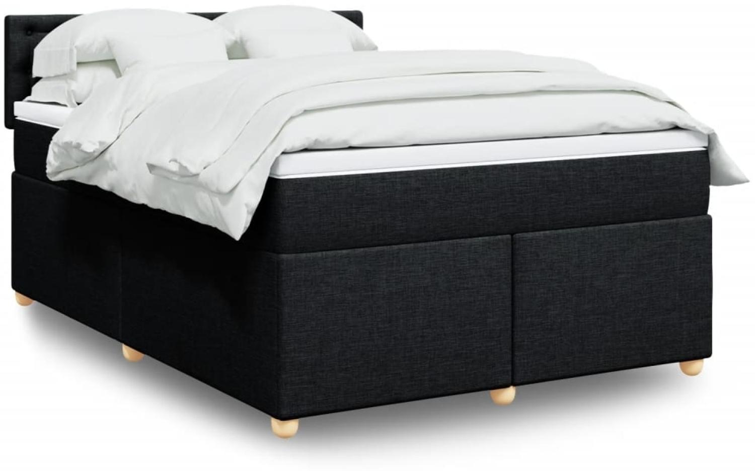 vidaXL Boxspringbett mit Matratze Schwarz 140x190 cm Stoff 3288991 Bild 1