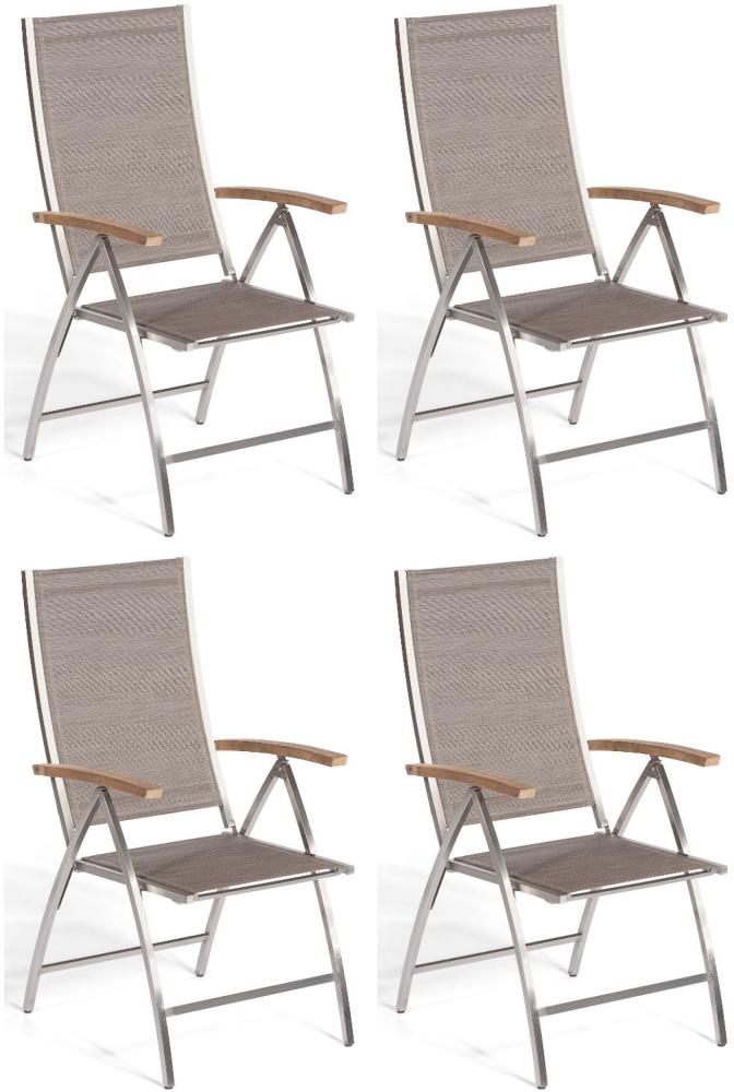 Sonnenpartner 4x Klappsessel Paragon Edelstahl/Textilen taupe Klapp-Sessel Klappstuhl Bild 1