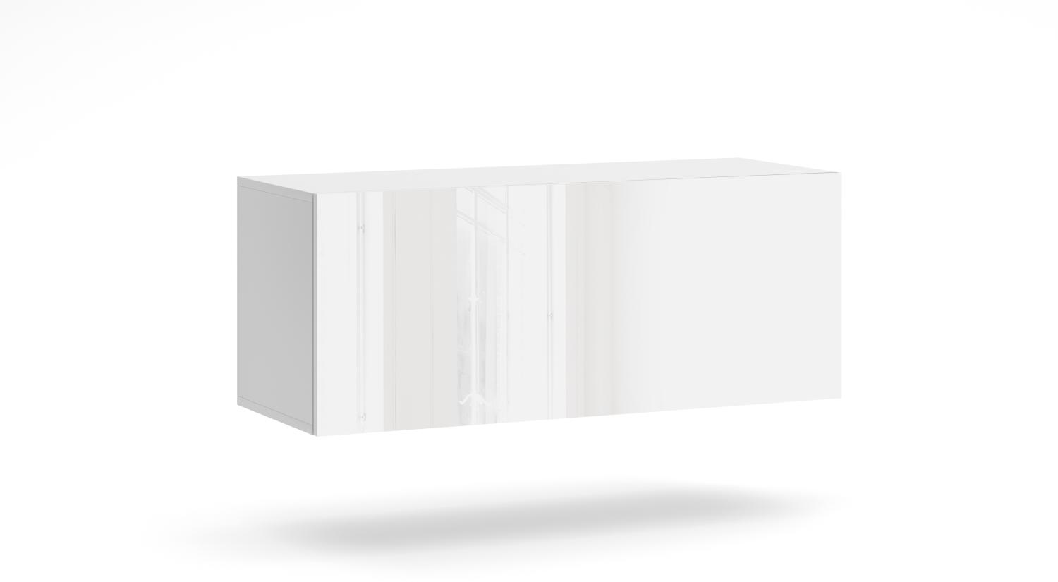 Domando Lowboard Levico M1 Modern für Wohnzimmer Breite 100cm, grifflos, Hochglanz, LED Beleuchtung in Blau, Weiß Matt und Weiß Hochglanz Bild 1