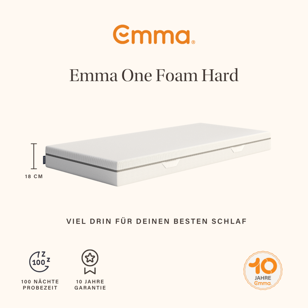 Emma 'One Hart' Kaltschaummatratze, 140x200 cm, 85 % Polyester / 15 % Polypropylen weiß Bild 1