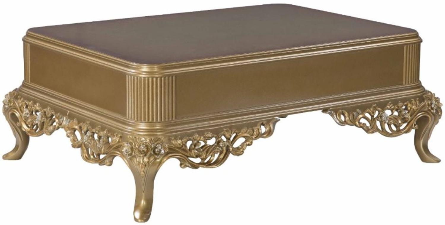 Casa Padrino Luxus Barock Couchtisch Schwarz / Gold 130 x 92 x H. 50 cm - Wohnzimmer Möbel im Barockstil - Edel & Prunkvoll Bild 1