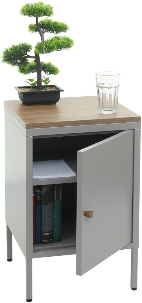 Nachttisch HWC-L84, Nachtschrank Kommode Beistelltisch Schrank, Metall 63x40x40cm, Melaminbeschichtet ~ grau Bild 1