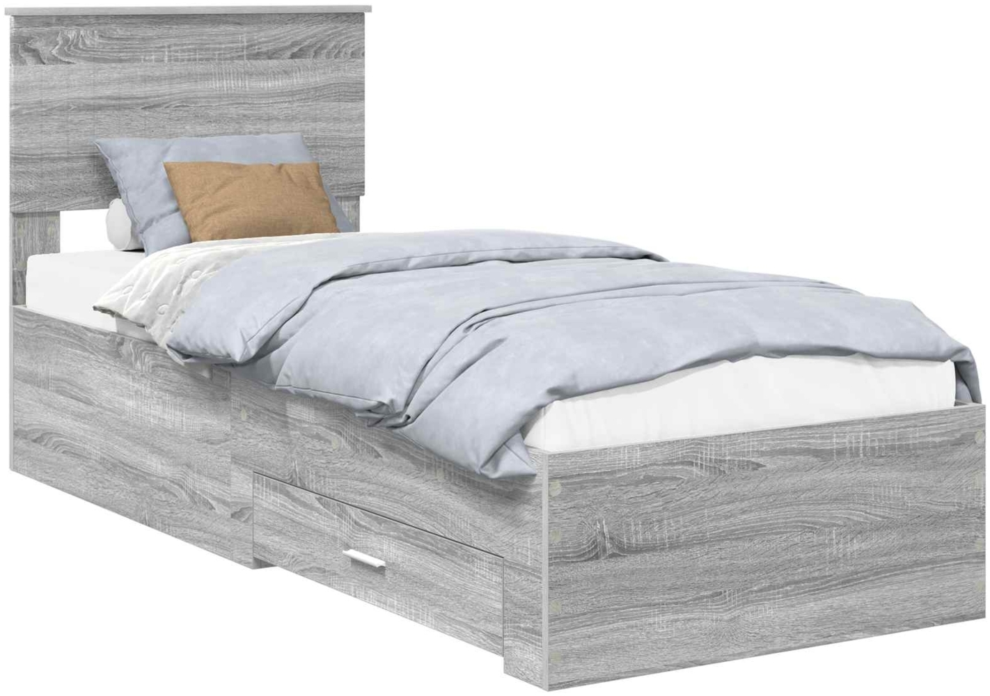 vidaXL Bettrahmen Graue Sonoma und Silber 75x190 cm Holzwerkstoff 3410963 Bild 1