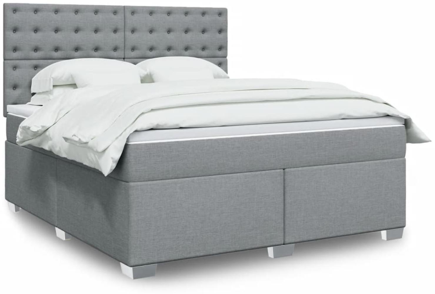 vidaXL Boxspringbett mit Matratze Hellgrau 180x200 cm Stoff 3292881 Bild 1