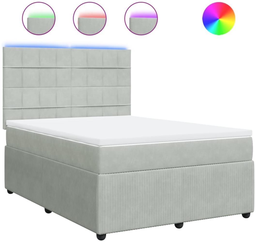 vidaXL Boxspringbett mit Matratze Hellgrau 160x200 cm Samt 3294682 Bild 1