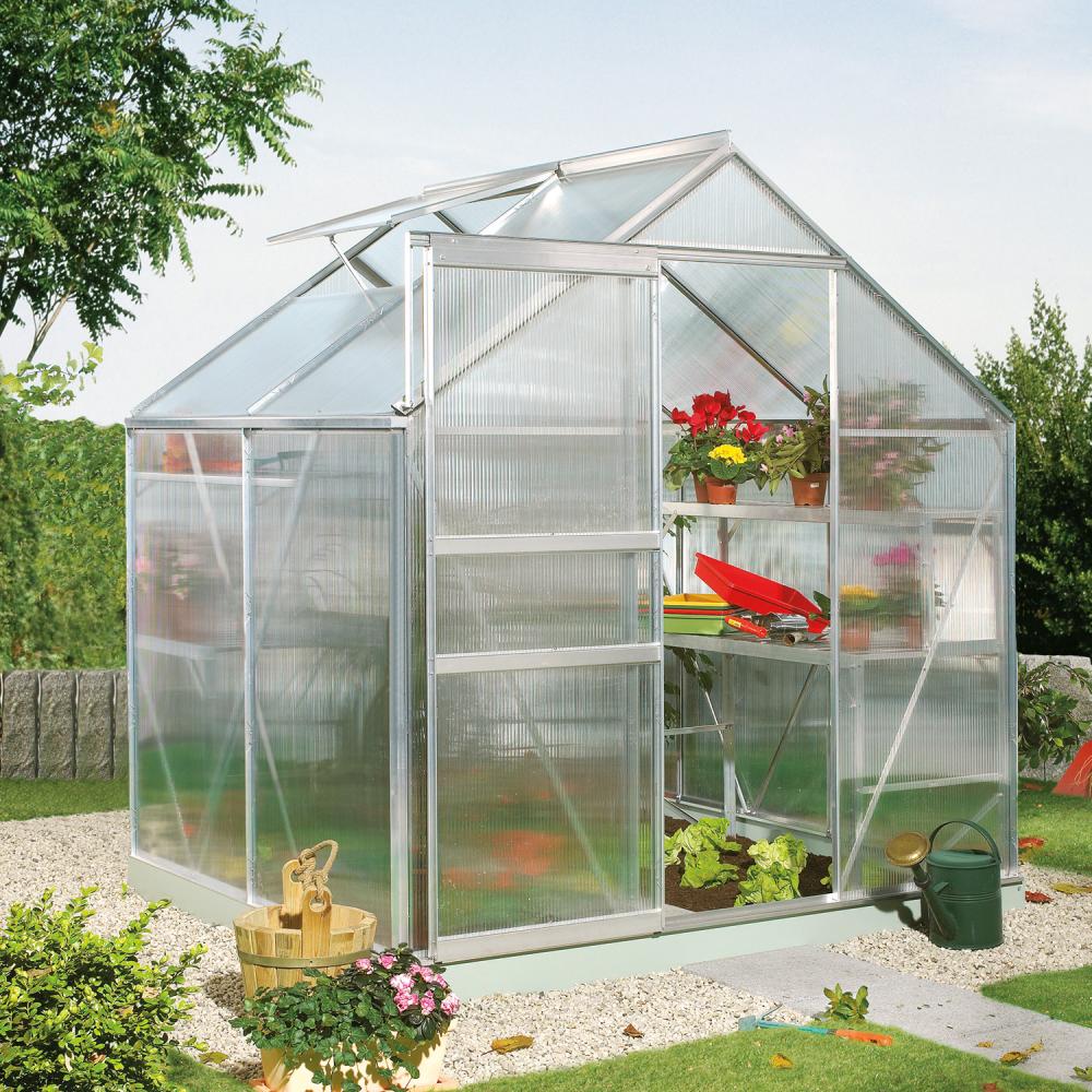 Vitavia Gewächshaus "Calypso 3000", aluminium eloxiert, 3,0 m²,6 mm HKP Bild 1