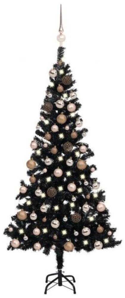 vidaXL Künstlicher Weihnachtsbaum Beleuchtung & Kugeln Schwarz 150 cm 3077589 Bild 1