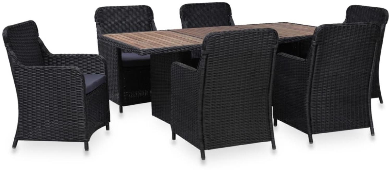 vidaXL 7-tlg. Garten-Essgruppe Poly Rattan Schwarz Bild 1