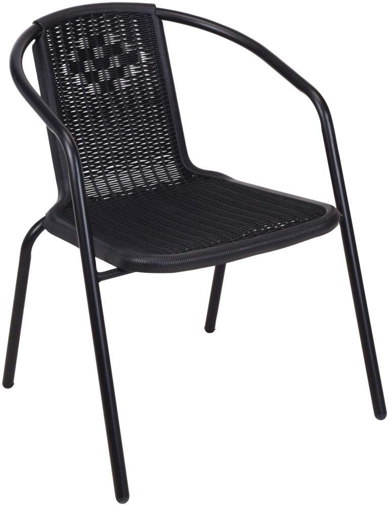 Stabiler Rattan-Design Bistrostuhl Stapelstuhl Stahl schwarz Bild 1