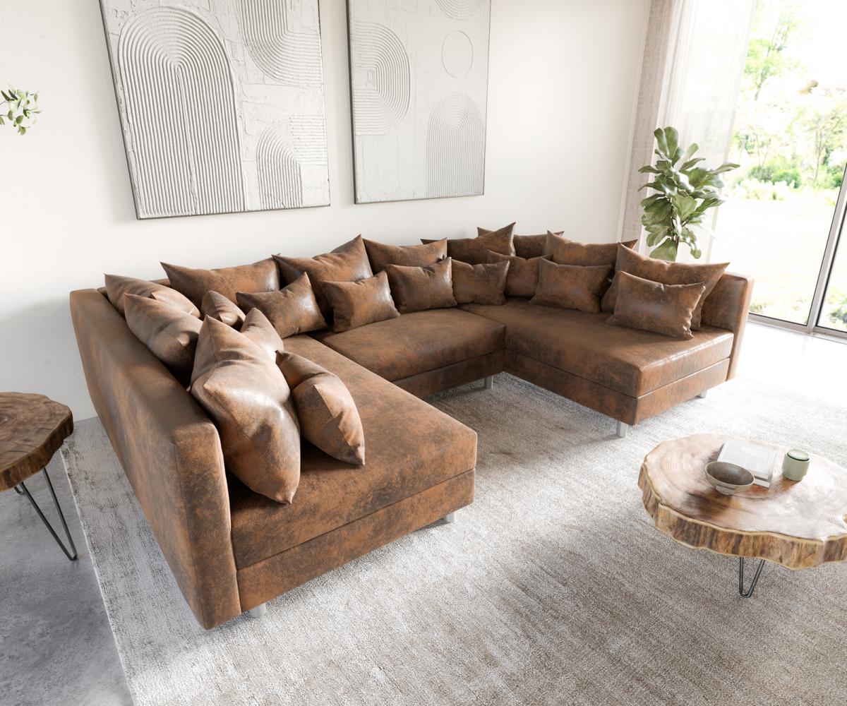 Wohnlandschaft Clovis Braun Antik Optik Modulsofa Bild 1