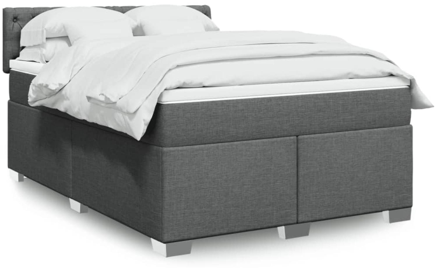 vidaXL Boxspringbett mit Matratze Dunkelgrau 140x190 cm Stoff 3288191 Bild 1