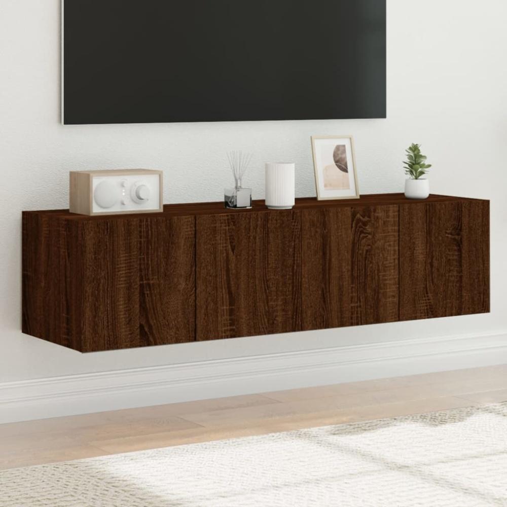 vidaXL TV-Wandschränke mit LED-Leuchten 2 Stk. Braun Eichen-Optik 837280 Bild 1