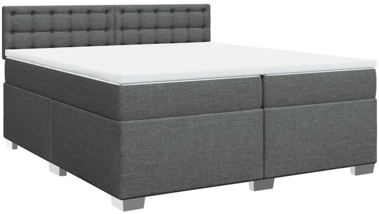 vidaXL Boxspringbett mit Matratze Dunkelgrau 200x200 cm Stoff 3286010 Bild 1