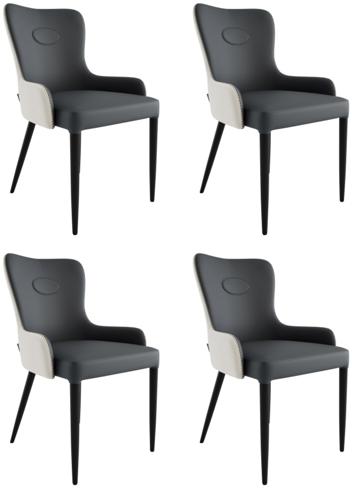 4er Set Esszimmerstuhl klassisch James Samt Polsterstuhl creme Metallbeine : Creme Ivory Bild 1