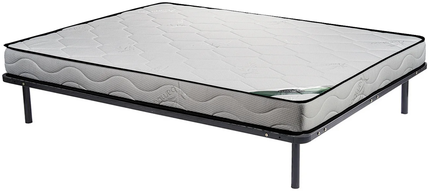 Vente-unique - Set aus Lattenrost + Schaumstoffmatratze - 140 x 190 cm - Bambusbezug - Stärke 15 cm - KANANI von NATUREA Bild 1