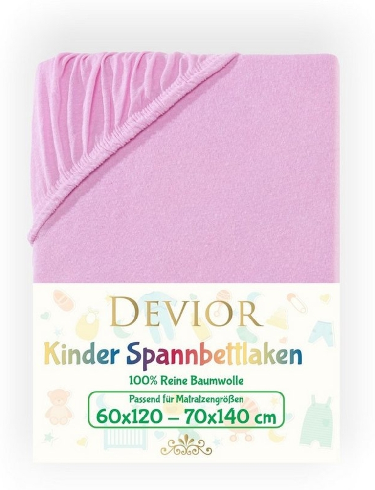 Devior Spannbettlaken Kinder Spannbetttuch 60x120 - 70x140 cm Bettlaken Tuch 100% Baumwolle, Jersey, Gummizug: Rundumgummizug, Matratzen Bezug bis 12cm Matratzenhöhe Bild 1