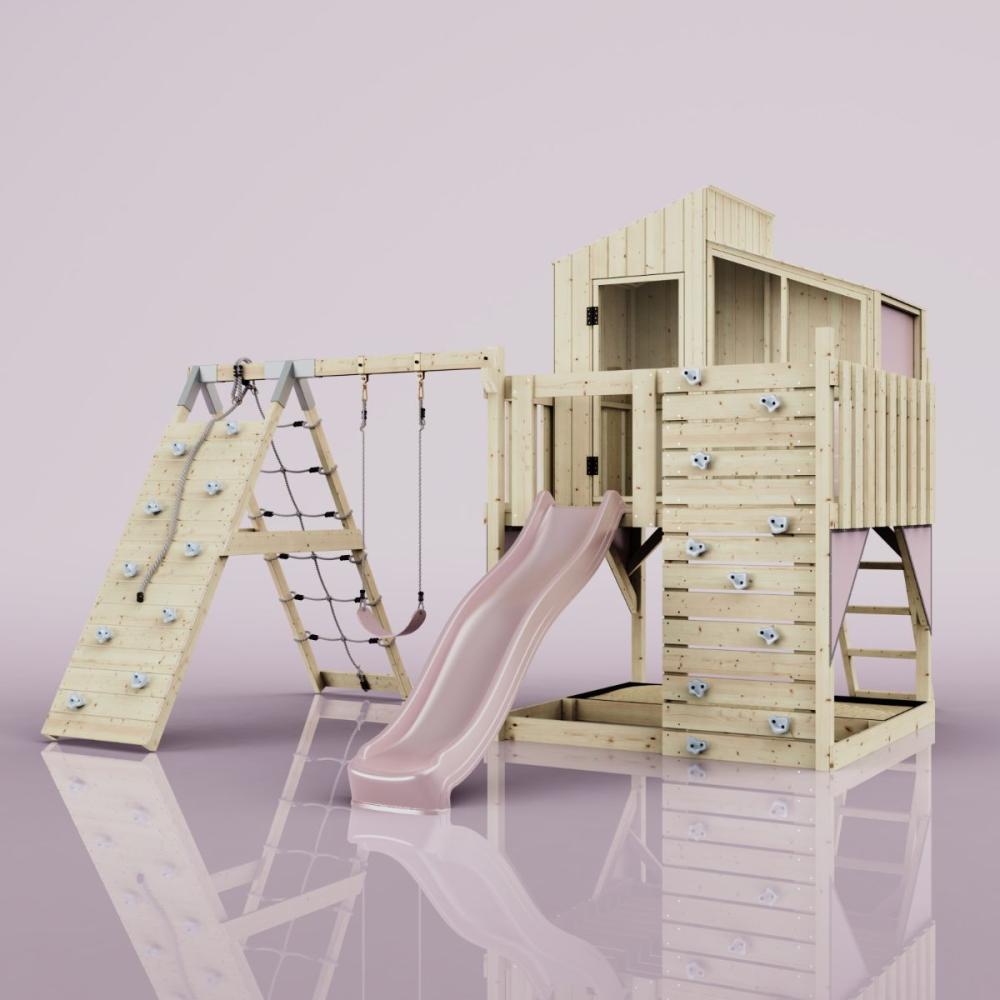 PolarPlay Spielturm Julie aus Holz in Rosa Bild 1