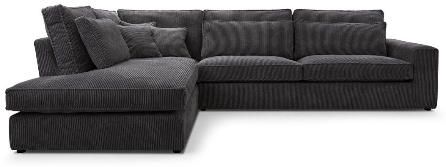 Deine Möbel 24 Ecksofa CAREN MINI Wohnlandschaft Sofa Wohnzimmer L-Couch Cord Samt, Creme Grau Graphit Schwarz 2 Teile, Ohne Schlaffunktion, Ohne Bettkasten, mit Wellenunterfederung Bild 1