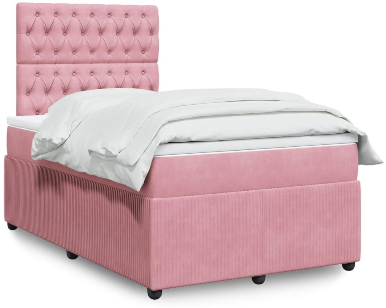 vidaXL Boxspringbett mit Matratze Rosa 120x200 cm Samt 3294621 Bild 1