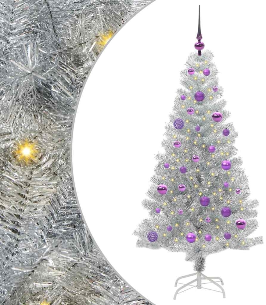 vidaXL Weihnachtsbaum mit 150 LEDs mit Ständer Silber 150 cm Haustier 3396667 Bild 1