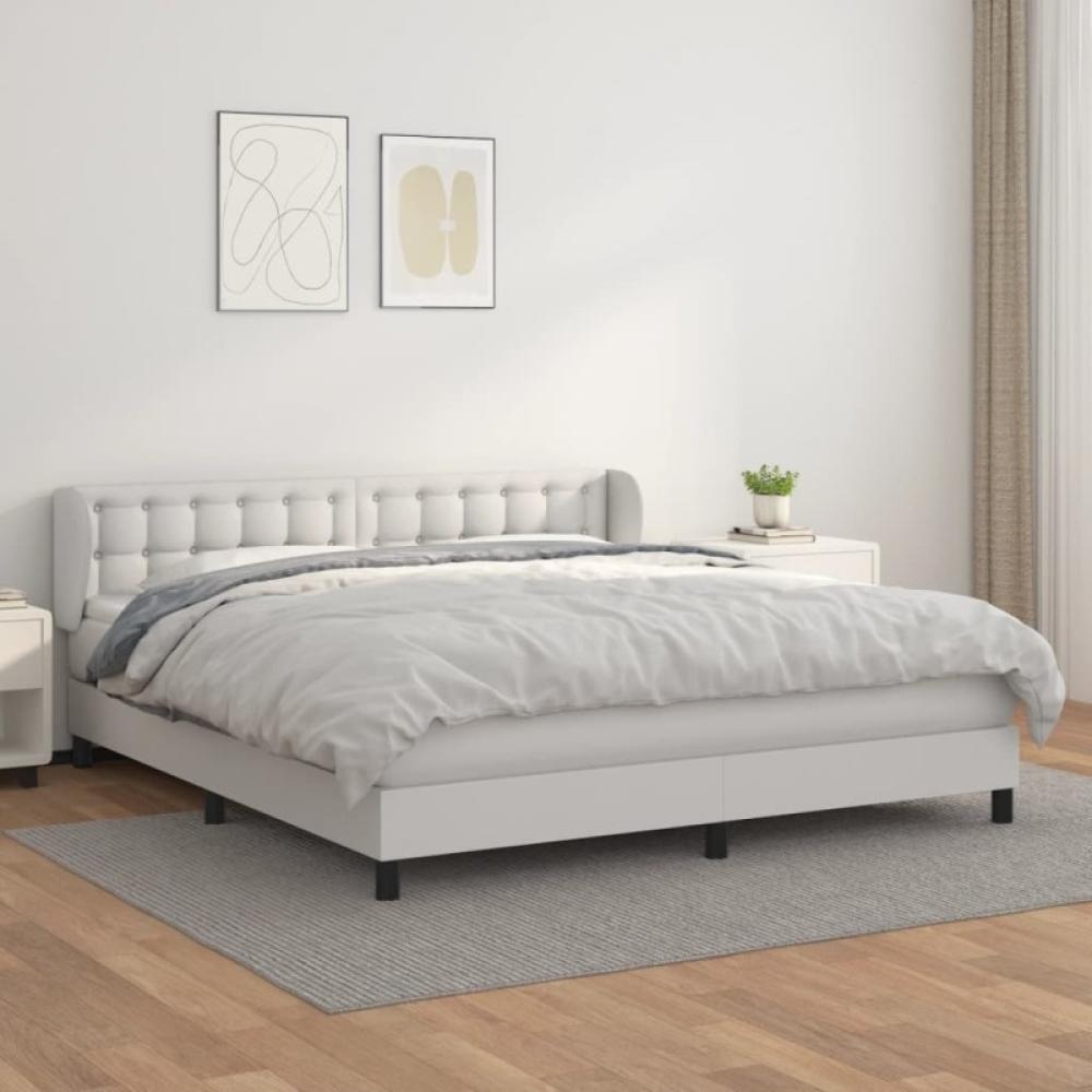 Boxspringbett mit Matratze Weiß 160x200 cm Kunstleder (Farbe: Weiß) Bild 1