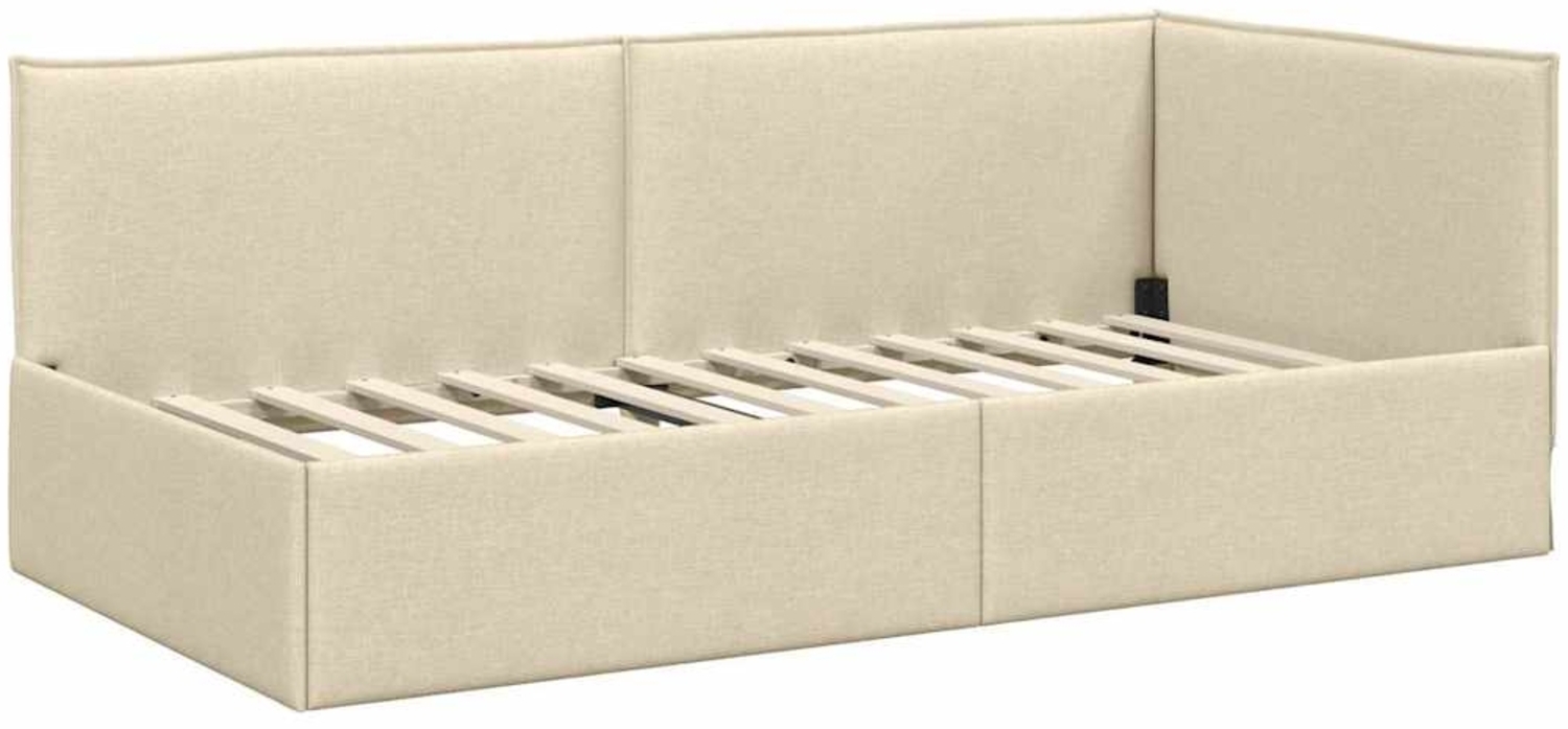 vidaXL Eckbettgestell mit Kopfteil Creme 100 cm x 200 cm Stoff 42016461 Bild 1