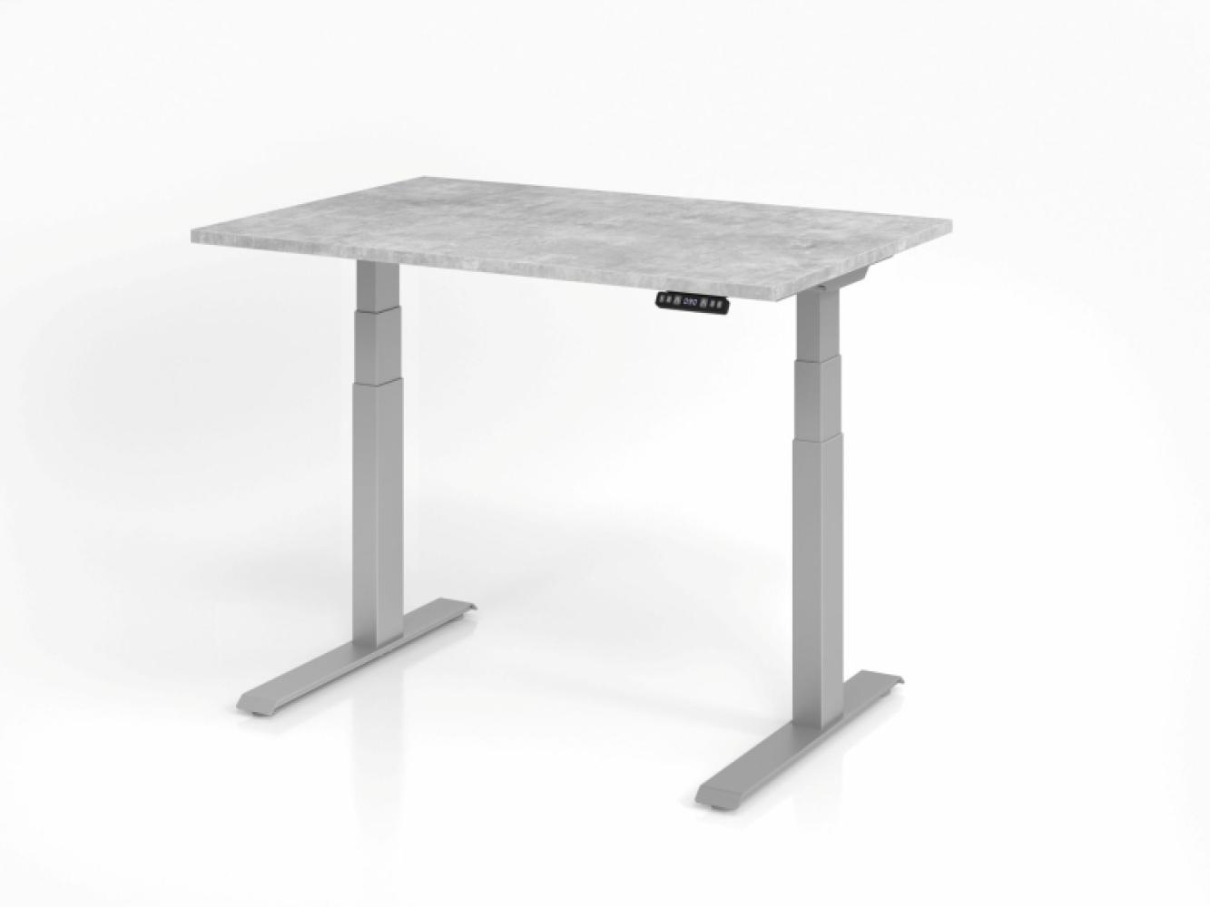 Sitz-Steh-Schreibtisch elektrisch 120x80cm Beton/Silber Bild 1