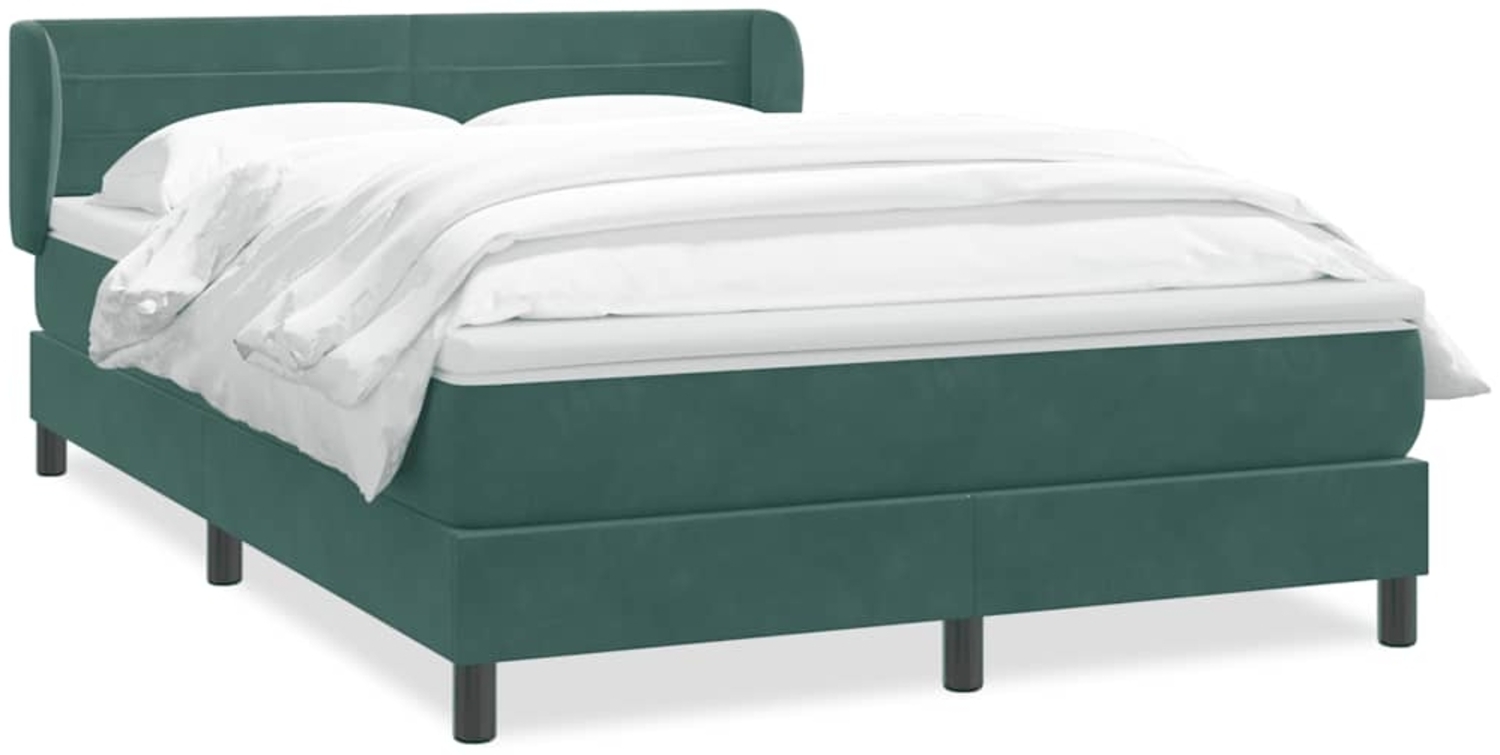 vidaXL Boxspringbett mit Matratze Dunkelgrün 140x210 cm Samt 3317610 Bild 1