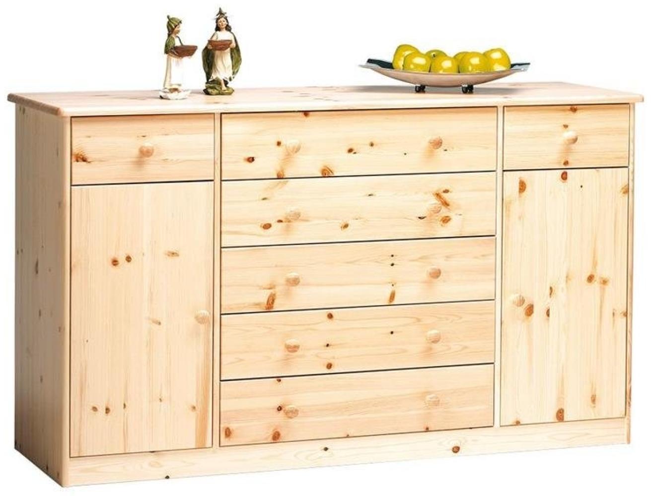 Steens Mario Sideboard mit 2 Türen und 5 großen Schubladen Natur lackiert Bild 1