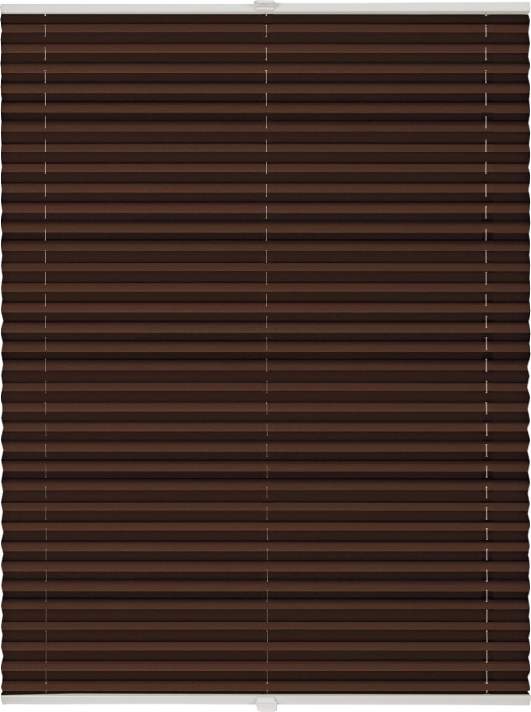 ondeco Plissee Klemmfix auf Maß für alle Fenster innen, ohne Bohren, Montage Klemmträger Sonnenschutz Sichtschutz Rollo Blickdicht - Dunkelbraun - B): 61-70 cm, H): 101-150 cm Bild 1
