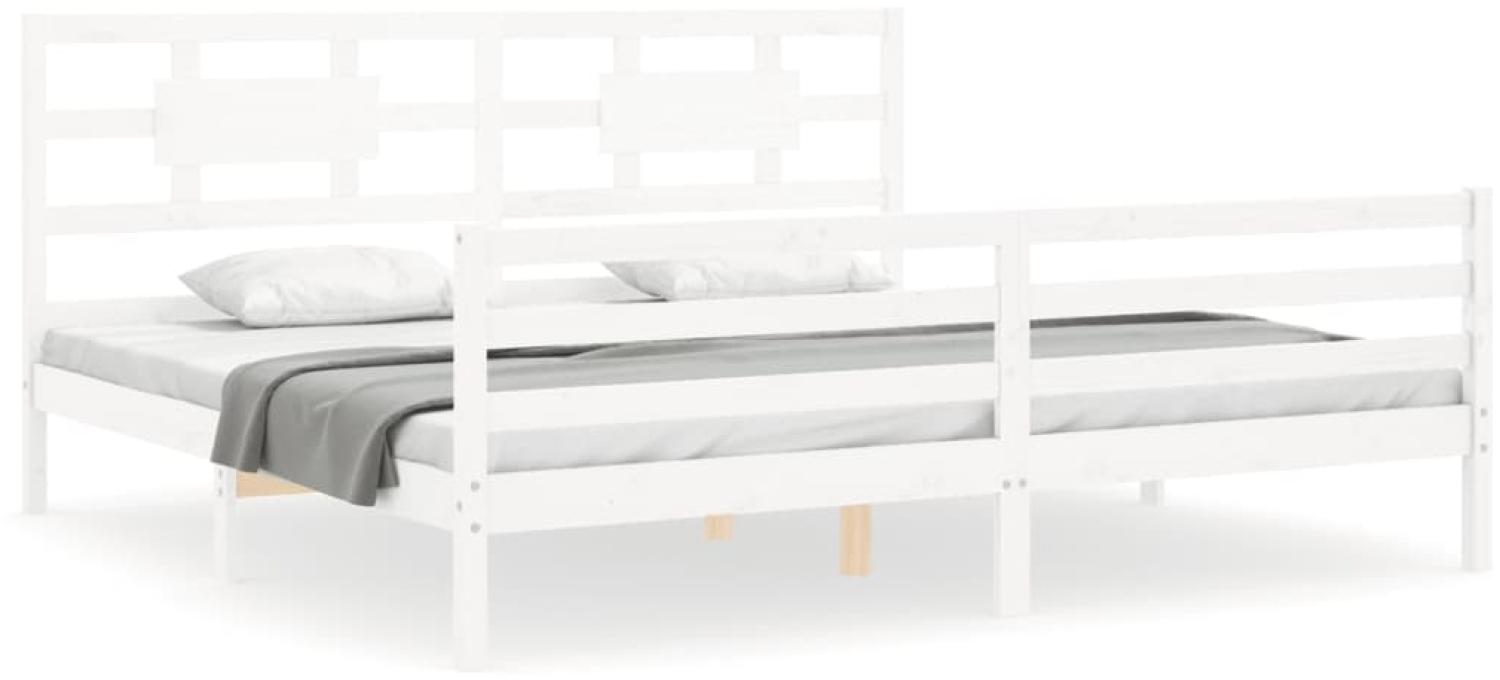 vidaXL Massivholzbett mit Kopfteil Weiß 200x200 cm 3194462 Bild 1