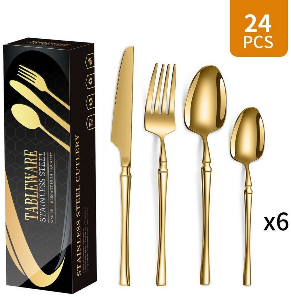 ibettertec Besteck-Set Besteck Set für 6 Personen, 24 teilig Essbesteck Set inkl, 6 Personen, dass Sie jede Art von Fleisch mühelos schneiden können. Bild 1