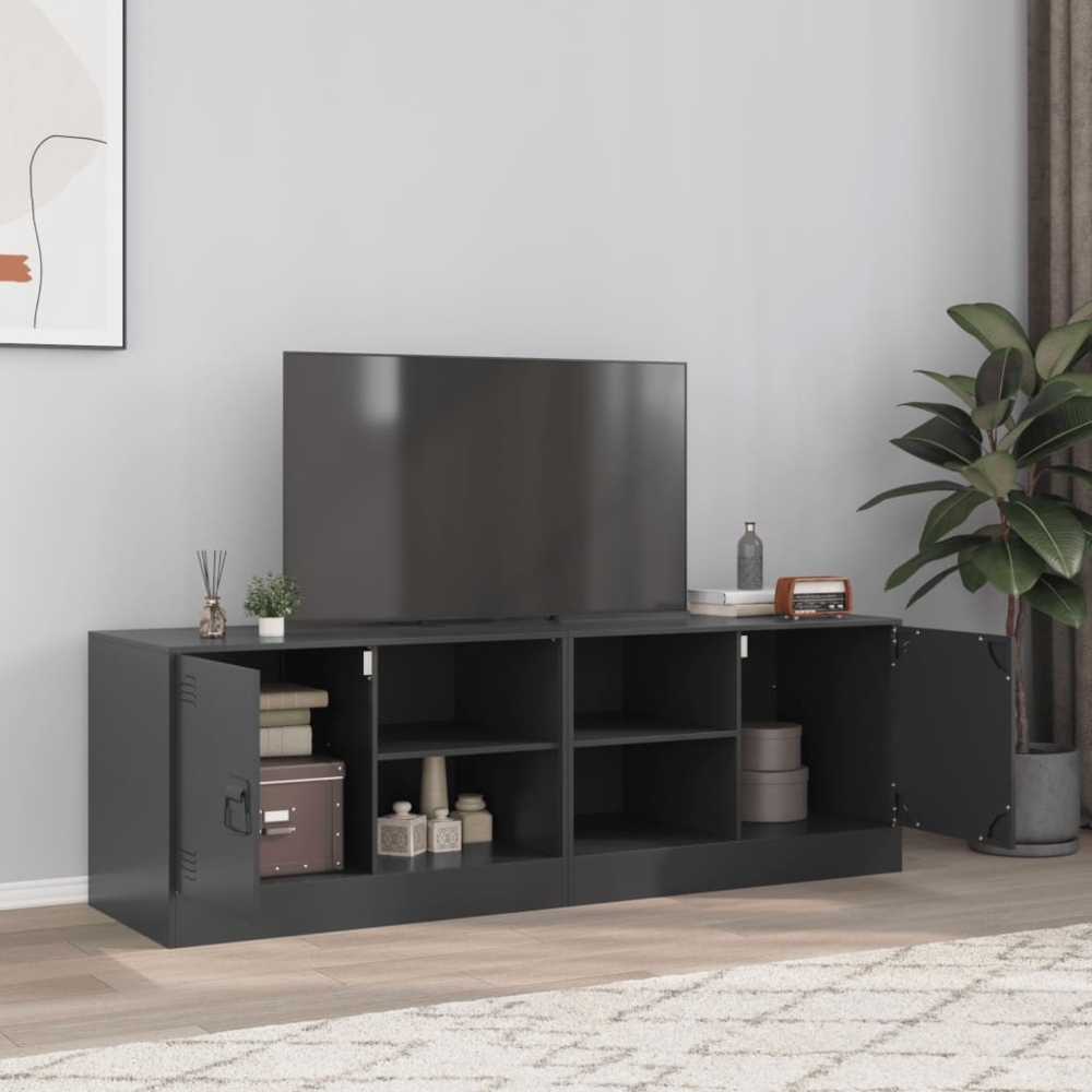 vidaXL TV-Schränke 2 Stk. Schwarz 67x39x44 cm Stahl 841692 Bild 1