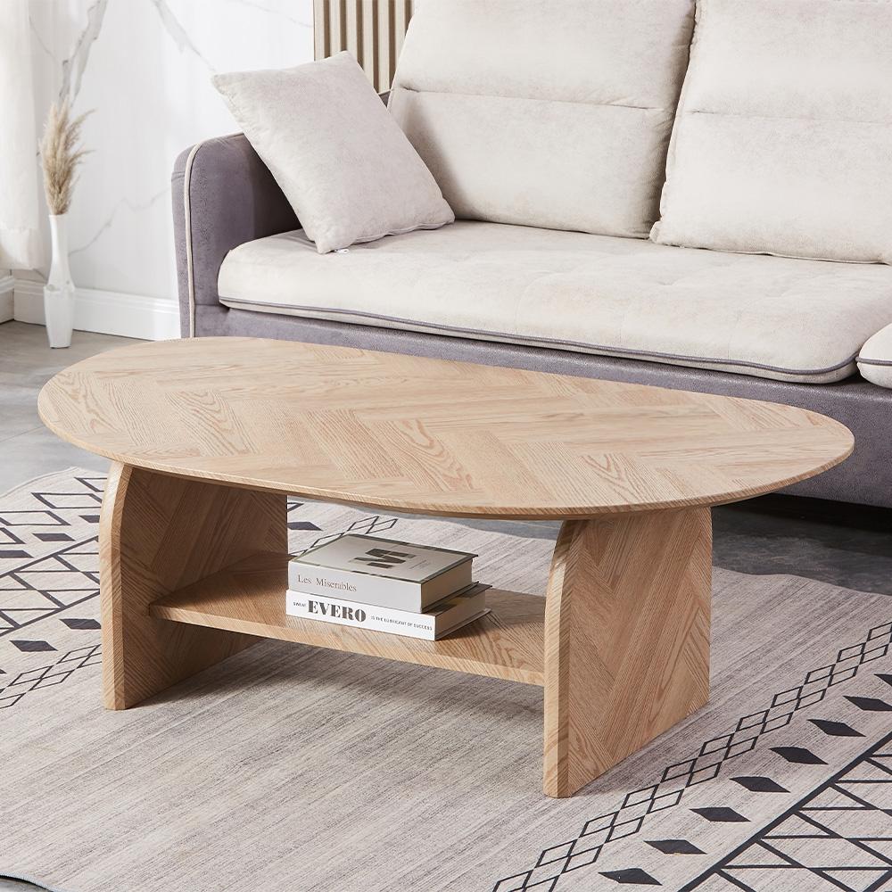 HOME DELUXE Couchtisch Oval LIARA Fishbone Oak LIARA Bild 1