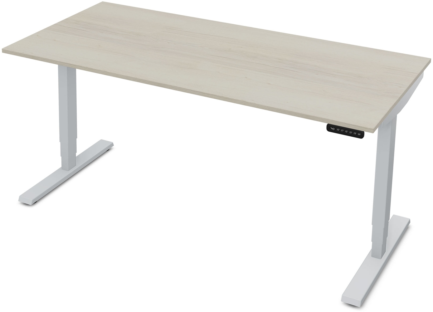 ASSMANN Elektrisch höhenverstellbarer Schreibtisch Y-Line 180x80cm Eiche Polar Weißaluminium Metall Holz Melaminoberfläche Bild 1