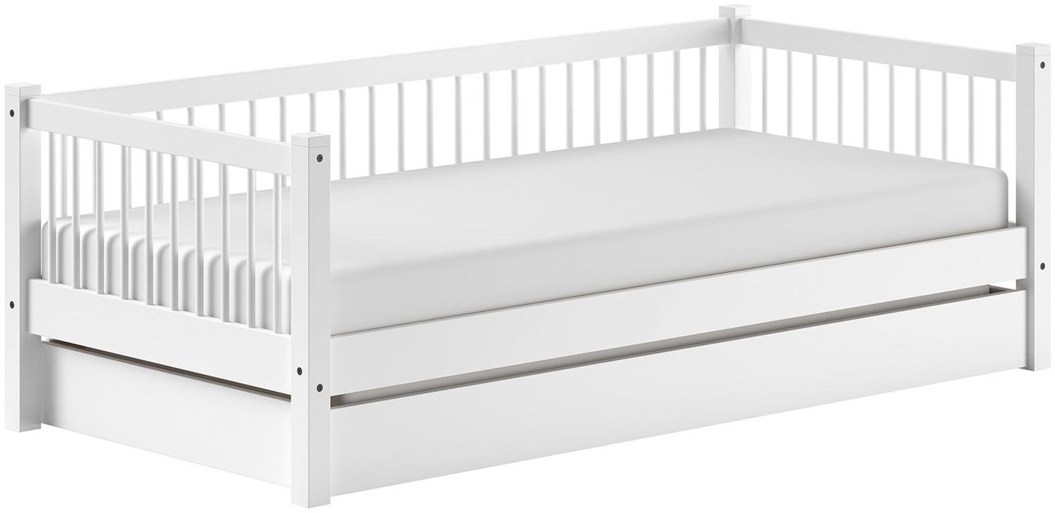 Daybett >Buche Massiv< in Buche massiv weiß lackiert - 207,5x68x97,5 (BxHxT) Bild 1