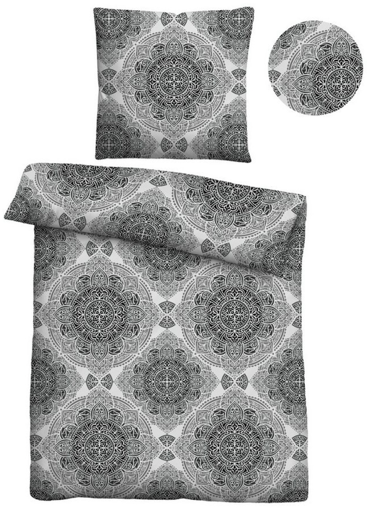 Traumhaft schlafen - Castell - Markenbettwäsche Baumwoll Renforce Bettwäsche 0040753 ORNAMENT, steingrau, 1x 135x200 cm + 1x 80x80 cm Bild 1