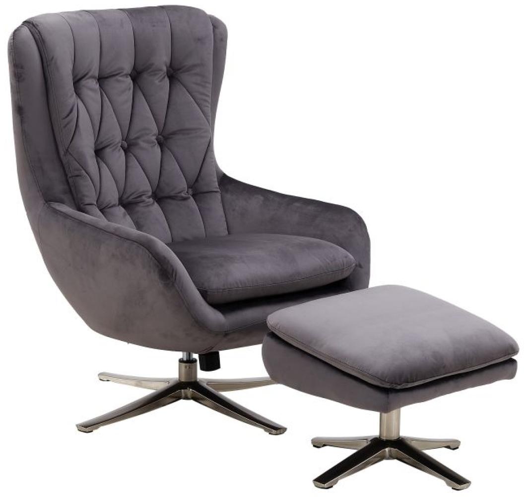 Relaxsessel FM-479 mit Hocker, Samt grau Bild 1