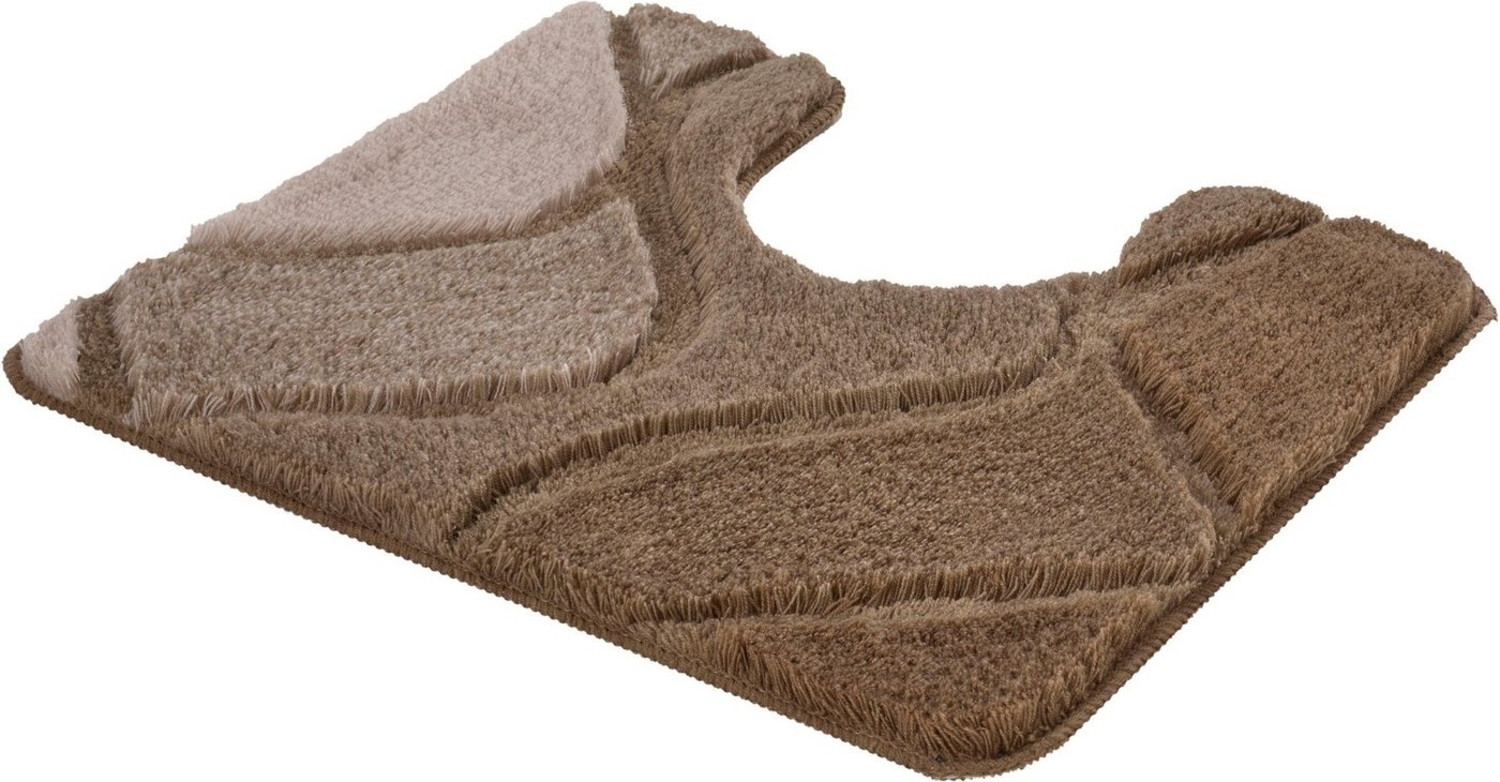 Kleine Wolke Badematte Fiona, Höhe 20 mm, rutschhemmend beschichtet, fußbodenheizungsgeeignet, Polyacryl, rechteckig, WC Vorleger mit Ausschnitt, Badteppich, modernes Wellen Design, Hoch-Tief Effekt, waschbar Bild 1