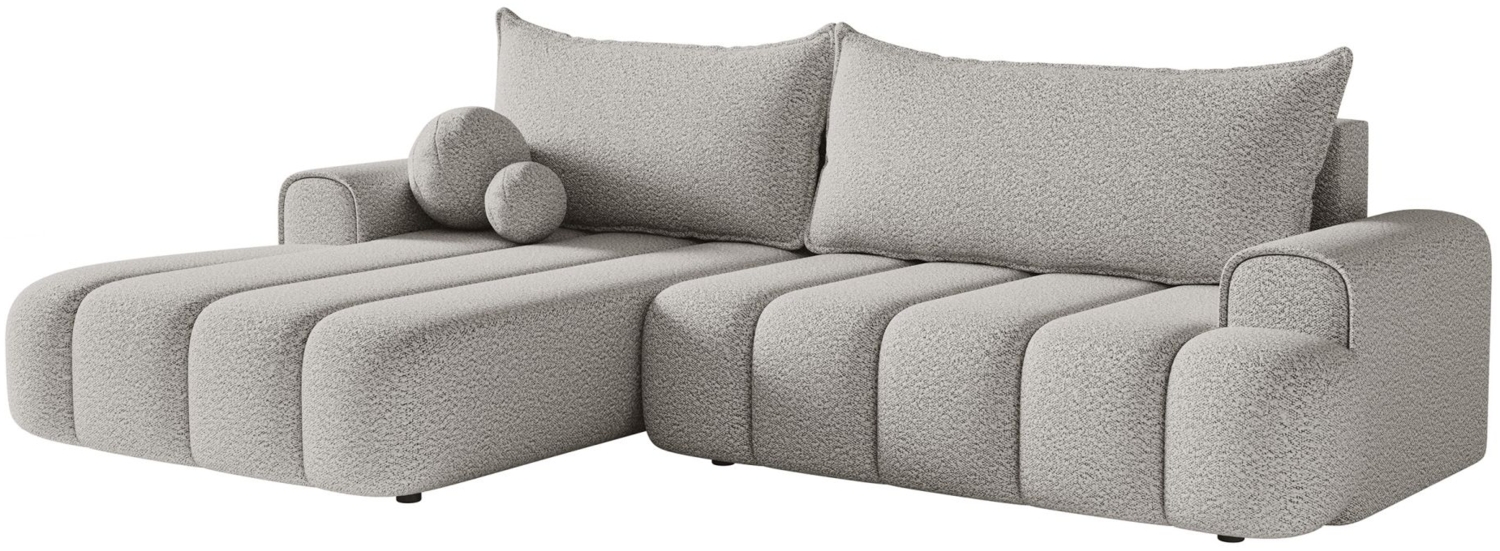 Selsey 'Dandelino' Ecksofa mit Schlaffunktion, Stauraum und Bouclé-Bezug, hellgrau, links, 80 x 275 x 168 cm Bild 1