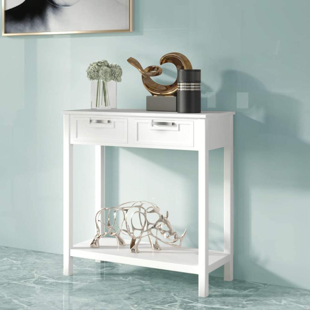 COSTWAY Konsolentisch mit Ablage und 2 Schubladen Bild 1