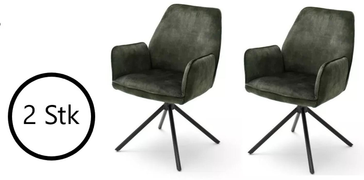 Polsterstuhl >OTTAWA< (2er Set) in olive - 60x89x64 (BxHxT) Bild 1