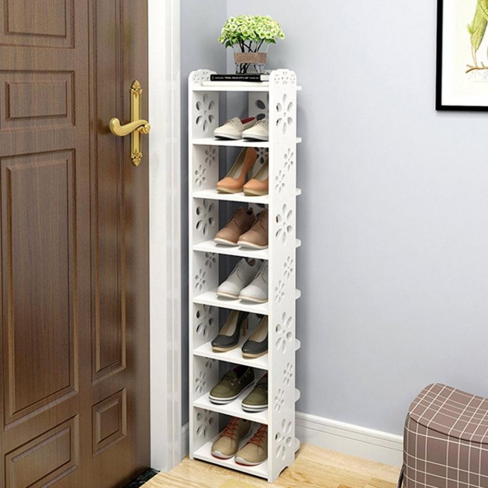 Vicbuy Schuhregal Schuhschrank 8 Ebenen, 111cm Weiß platzsparend Schuhständer, Schuhkommode Schuh-Organizer, 8-stöckig Regalwürfel Standregal Aufbewahrung Deko Bild 1